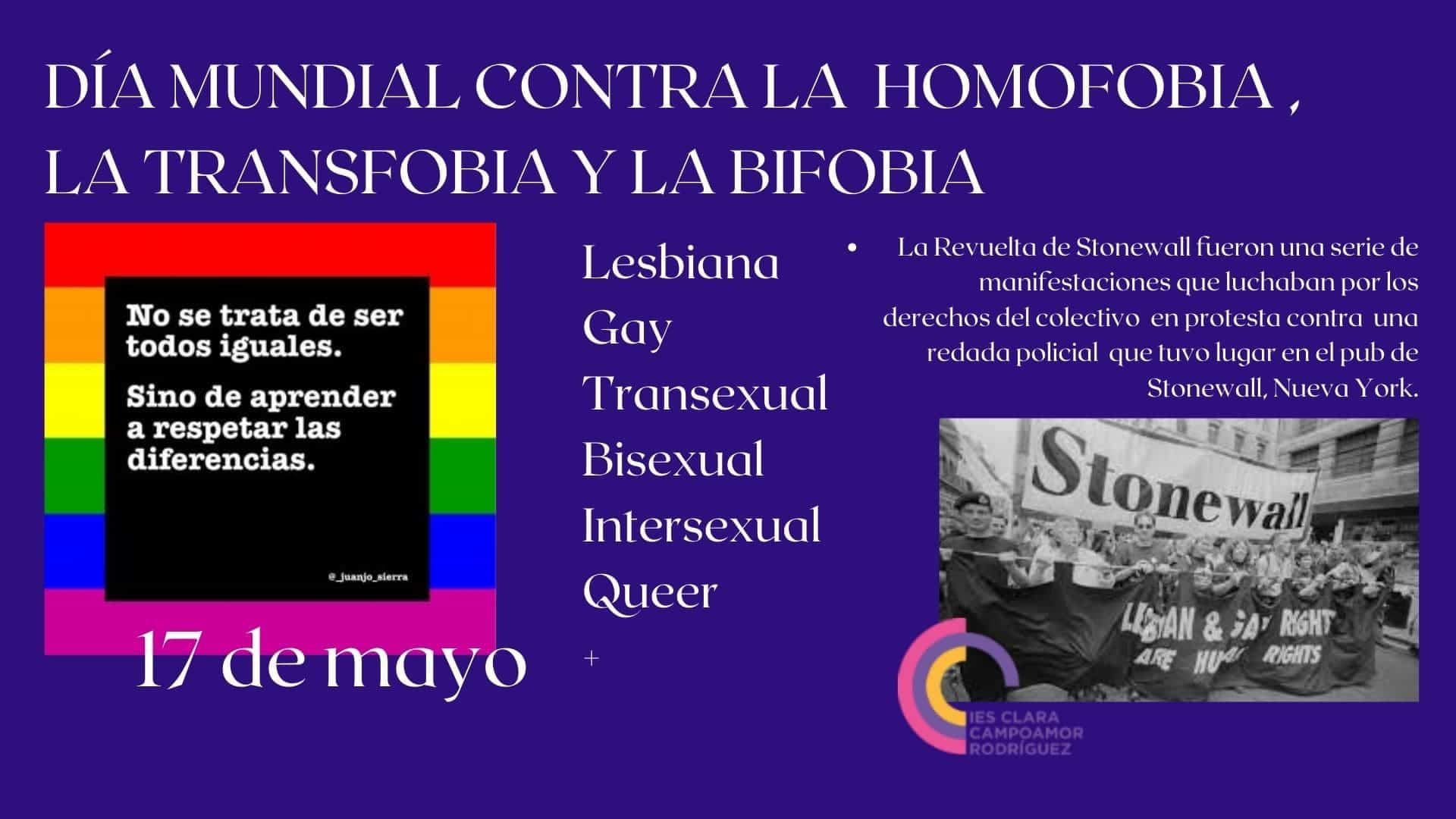 DÍA MUNDIAL CONTRA LA HOMOFOBIALA TRANSFOBIA Y LA BIFOBIA 1 1 2 min